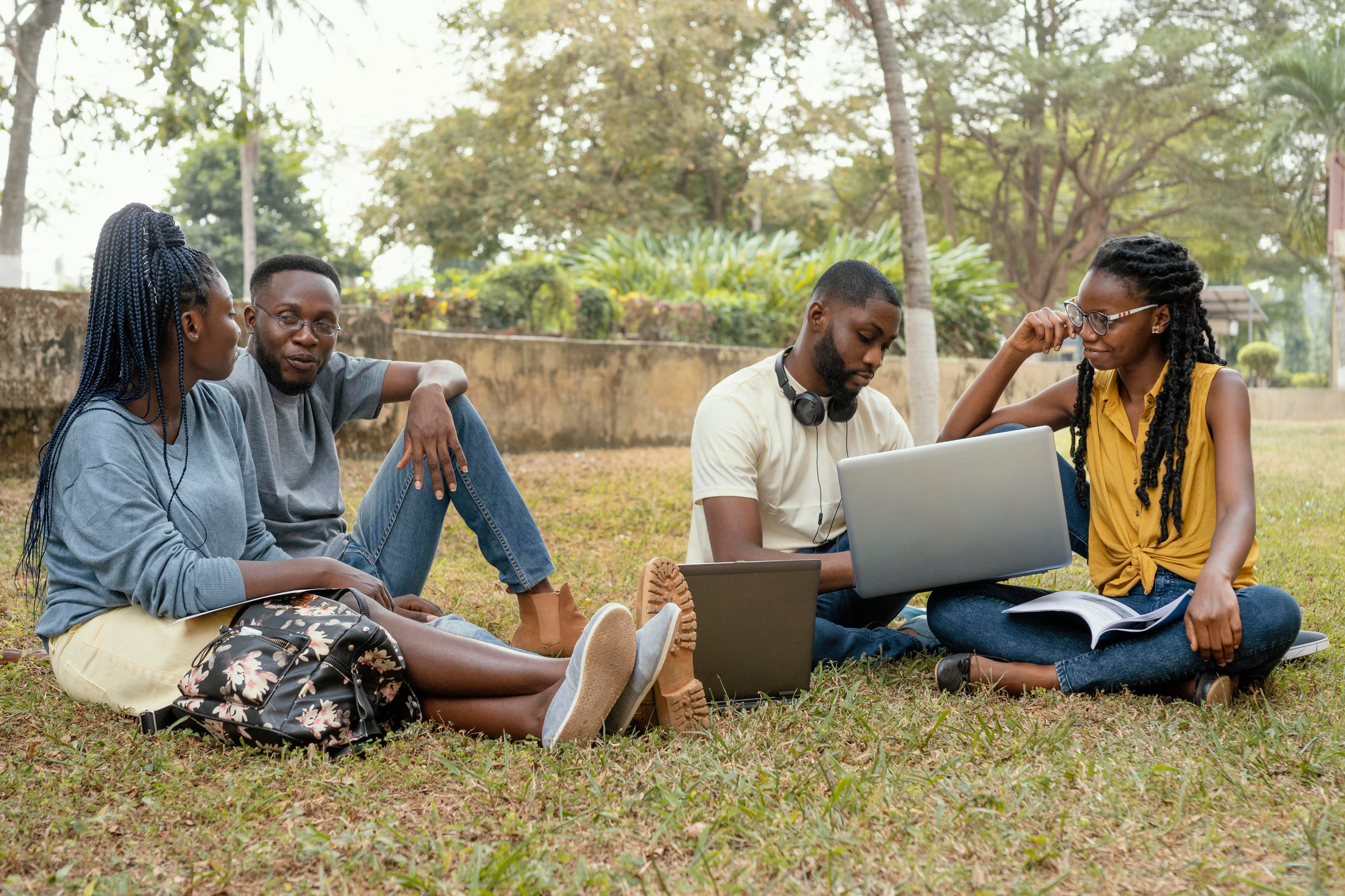 Group discussion outdoors